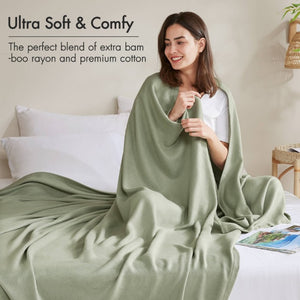 English Elm 1-Piece King Rayon Cotton Blanket Diamond Jacquard Weave Breathable Bamboo Blend Throw B035P437480