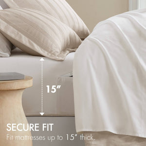 English Elm 7-Piece Queen Woven Stripe Polyester Comforter Set for Guest Bedroom Neutral Decor B035P463207