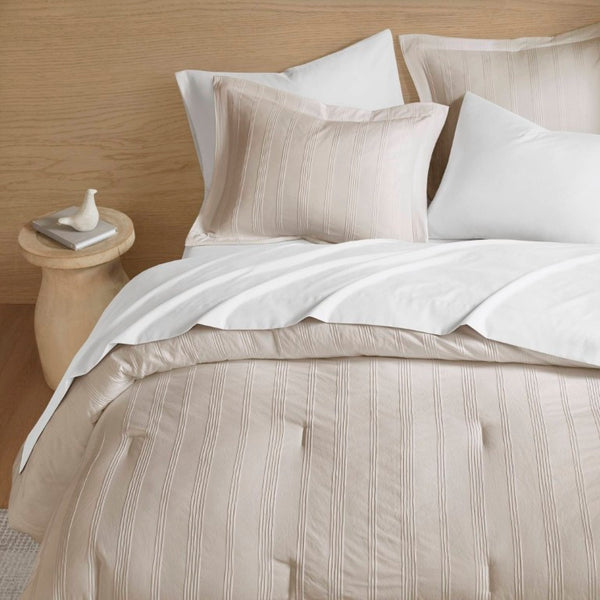 English Elm 7-Piece Queen Woven Stripe Polyester Comforter Set for Guest Bedroom Neutral Decor B035P463207