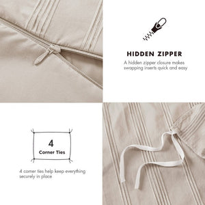 English Elm 7-Piece Queen Woven Stripe Polyester Comforter Set for Guest Bedroom Neutral Decor B035P463207