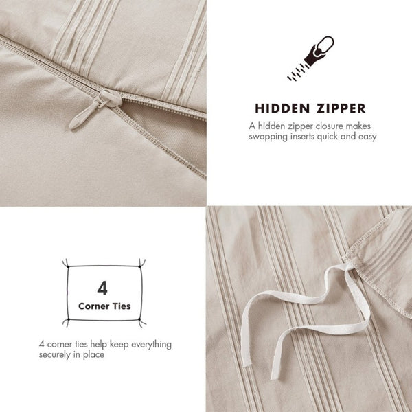 English Elm 7-Piece Queen Woven Stripe Polyester Comforter Set for Guest Bedroom Neutral Decor B035P463207