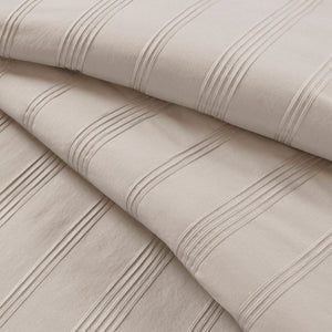 English Elm 7-Piece Queen Woven Stripe Polyester Comforter Set for Guest Bedroom Neutral Decor B035P463207