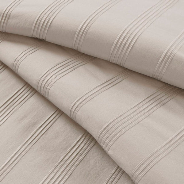 English Elm 7-Piece Queen Woven Stripe Polyester Comforter Set for Guest Bedroom Neutral Decor B035P463207