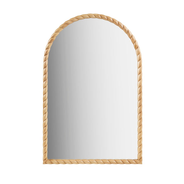 English Elm 24"x36"x0.98" Arched Rubberwood Braided Frame Wall Mirror Artisan Handcrafted Entryway Decor Natural B035P482921