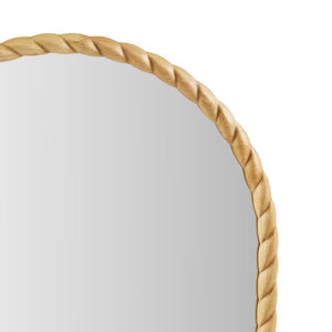 English Elm 24"x36"x0.98" Arched Rubberwood Braided Frame Wall Mirror Artisan Handcrafted Entryway Decor Natural B035P482921
