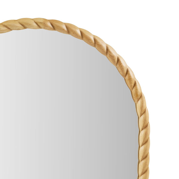 English Elm 24"x36"x0.98" Arched Rubberwood Braided Frame Wall Mirror Artisan Handcrafted Entryway Decor Natural B035P482921