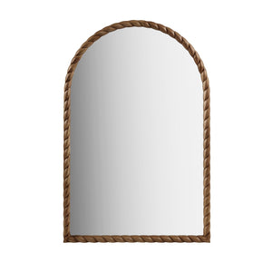 English Elm 24"x36"x0.98" Arched Rubberwood Braided Frame Wall Mirror Artisan Handcrafted Entryway Decor Brown B035P482922