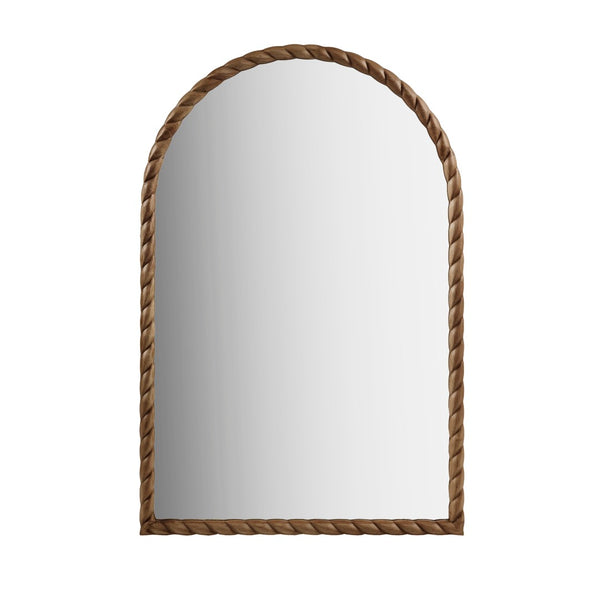 English Elm 24"x36"x0.98" Arched Rubberwood Braided Frame Wall Mirror Artisan Handcrafted Entryway Decor Brown B035P482922