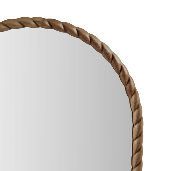 English Elm 24"x36"x0.98" Arched Rubberwood Braided Frame Wall Mirror Artisan Handcrafted Entryway Decor Brown B035P482922