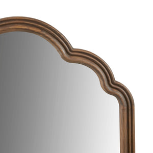 English Elm 1 Scalloped Pine Wood Wall Mirror Sculptural Frame for Entryway Bedroom or Living Room B035P529027