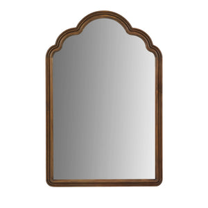 English Elm 1 Scalloped Pine Wood Wall Mirror Sculptural Frame for Entryway Bedroom or Living Room B035P529027