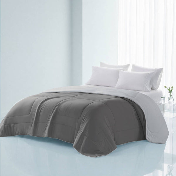 English Elm 1 Reversible Cooling Comforter Jersey Knit Shell Bamboo Fill Box Quilted Full Queen Grey B035P529029