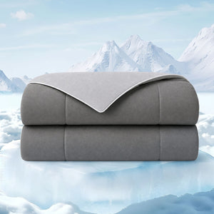 English Elm 1 Reversible Cooling Comforter Jersey Knit Shell Bamboo Fill Box Quilted Full Queen Grey B035P529029