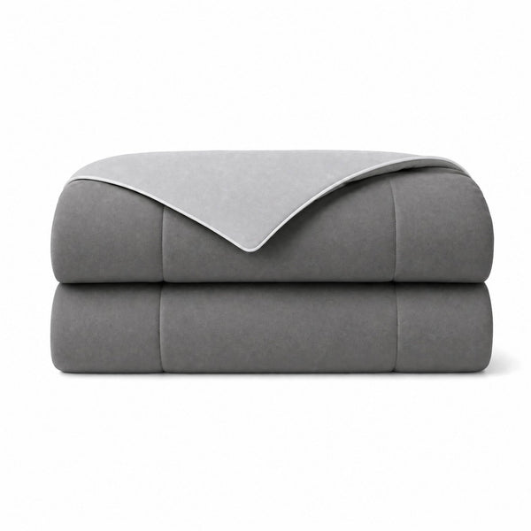 English Elm 1 Reversible Cooling Comforter Jersey Knit Shell Bamboo Fill Box Quilted Full Queen Grey B035P529029