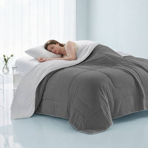 English Elm 1 King Cooling Comforter Jersey Knit Shell Bamboo Blend Fill Reversible Design Grey B035P529030