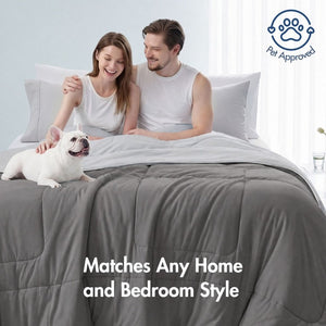 English Elm 1 King Cooling Comforter Jersey Knit Shell Bamboo Blend Fill Reversible Design Grey B035P529030