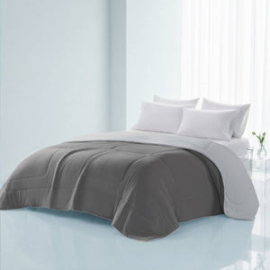 English Elm 1 King Cooling Comforter Jersey Knit Shell Bamboo Blend Fill Reversible Design Grey B035P529030