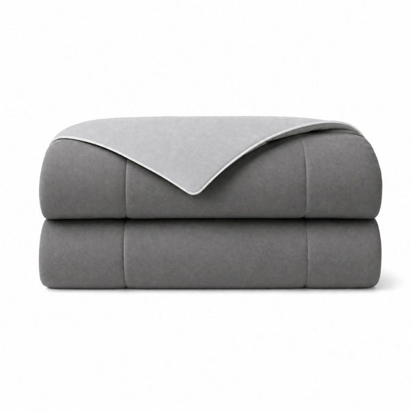 English Elm 1 King Cooling Comforter Jersey Knit Shell Bamboo Blend Fill Reversible Design Grey B035P529030