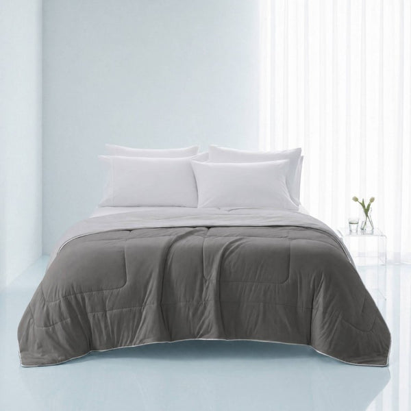 English Elm 1 King Cooling Comforter Jersey Knit Shell Bamboo Blend Fill Reversible Design Grey B035P529030