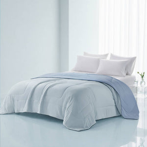 English Elm 1 Reversible Cooling Comforter Jersey Knit Shell Bamboo Fill Box Quilted Full Queen Light Blue B035P529032