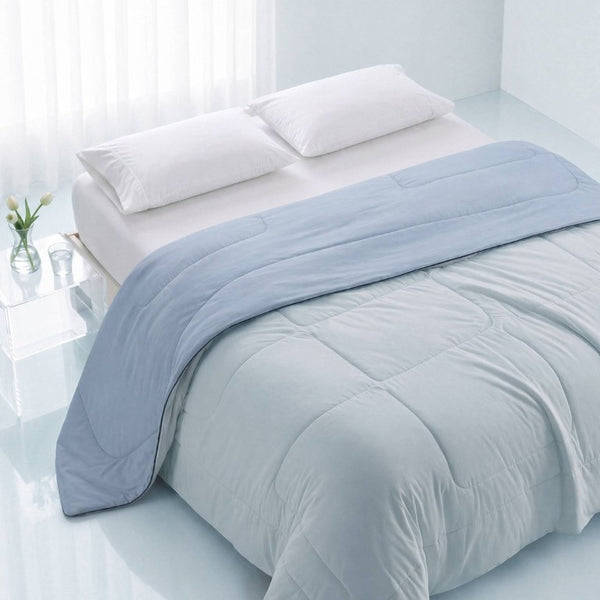 English Elm 1 King Cooling Comforter Jersey Knit Shell Bamboo Blend Fill Reversible Design Light Blue B035P529033