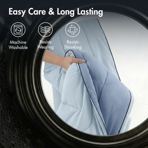 English Elm 1 King Cooling Comforter Jersey Knit Shell Bamboo Blend Fill Reversible Design Light Blue B035P529033