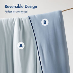 English Elm 1 King Cooling Comforter Jersey Knit Shell Bamboo Blend Fill Reversible Design Light Blue B035P529033
