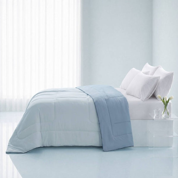 English Elm 1 King Cooling Comforter Jersey Knit Shell Bamboo Blend Fill Reversible Design Light Blue B035P529033