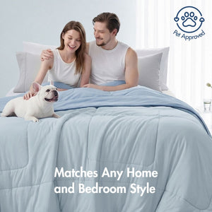 English Elm 1 King Cooling Comforter Jersey Knit Shell Bamboo Blend Fill Reversible Design Light Blue B035P529033