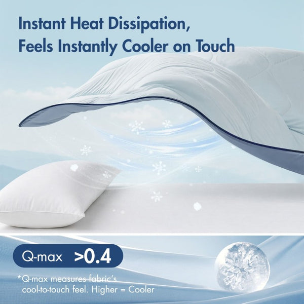 English Elm 1 King Cooling Comforter Jersey Knit Shell Bamboo Blend Fill Reversible Design Light Blue B035P529033