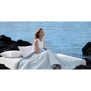 English Elm 1 King Cooling Comforter Jersey Knit Shell Bamboo Blend Fill Reversible Design Light Blue B035P529033