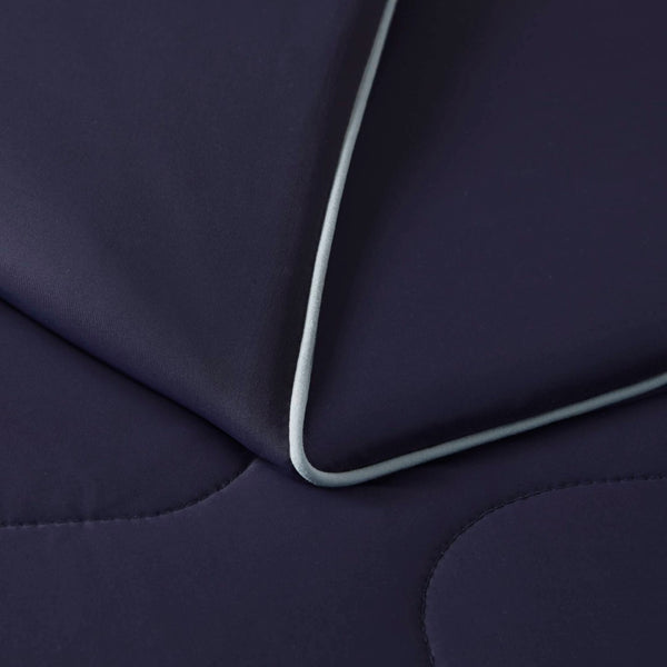 English Elm 1 Reversible Cooling Comforter Jersey Knit Shell Bamboo Fill Box Quilted Full Queen Navy B035P529035