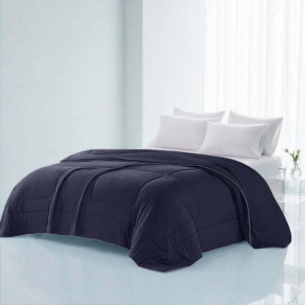 English Elm 1 King Cooling Comforter Jersey Knit Shell Bamboo Blend Fill Reversible Design Navy B035P529036