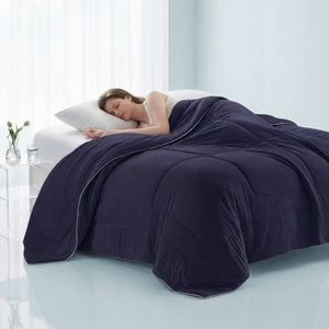 English Elm 1 King Cooling Comforter Jersey Knit Shell Bamboo Blend Fill Reversible Design Navy B035P529036