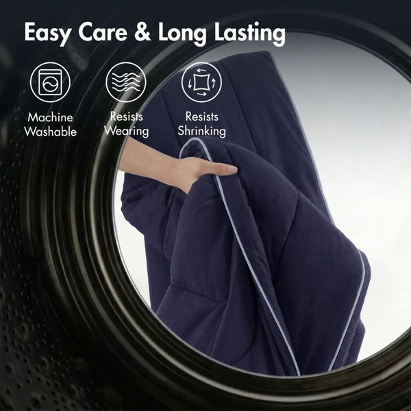 English Elm 1 King Cooling Comforter Jersey Knit Shell Bamboo Blend Fill Reversible Design Navy B035P529036