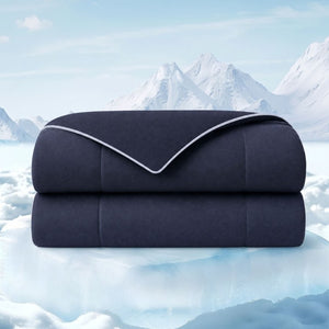 English Elm 1 King Cooling Comforter Jersey Knit Shell Bamboo Blend Fill Reversible Design Navy B035P529036