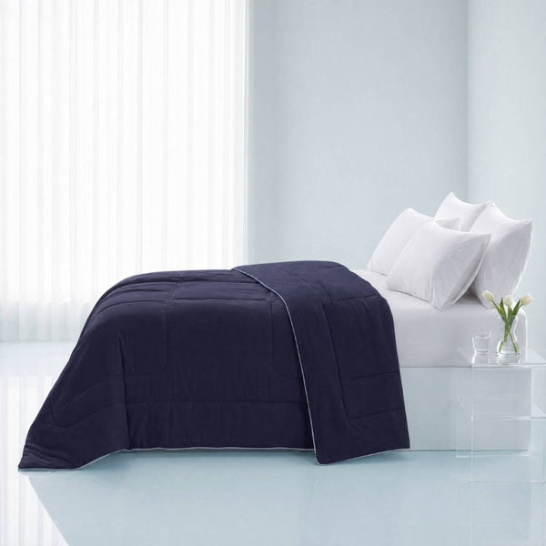 English Elm 1 King Cooling Comforter Jersey Knit Shell Bamboo Blend Fill Reversible Design Navy B035P529036