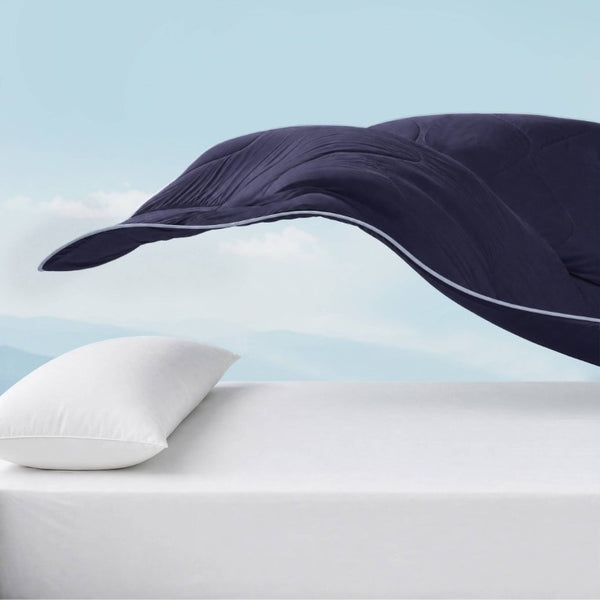 English Elm 1 King Cooling Comforter Jersey Knit Shell Bamboo Blend Fill Reversible Design Navy B035P529036