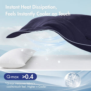 English Elm 1 King Cooling Comforter Jersey Knit Shell Bamboo Blend Fill Reversible Design Navy B035P529036