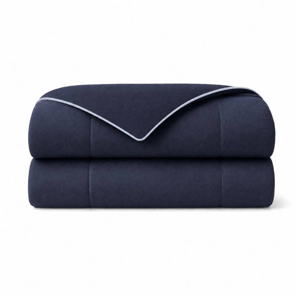 English Elm 1 King Cooling Comforter Jersey Knit Shell Bamboo Blend Fill Reversible Design Navy B035P529036