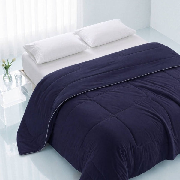 English Elm 1 King Cooling Comforter Jersey Knit Shell Bamboo Blend Fill Reversible Design Navy B035P529036