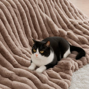 English Elm 3 Piece King Faux Fur Ribbed Comforter Set Plush Velvet Backed Hotel Luxe Bedding B035P529038