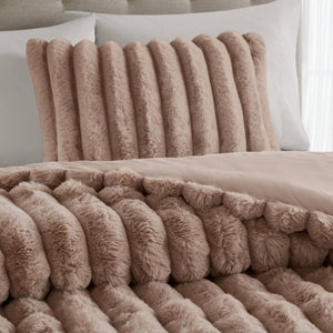 English Elm 3 Piece King Faux Fur Ribbed Comforter Set Plush Velvet Backed Hotel Luxe Bedding B035P529038