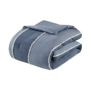 English Elm 3 Piece King Cotton Jacquard Comforter Set Crisp Blue Stripe Hypoallergenic Bedding B035P529040