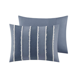 English Elm 3 Piece King Cotton Jacquard Comforter Set Crisp Blue Stripe Hypoallergenic Bedding B035P529040