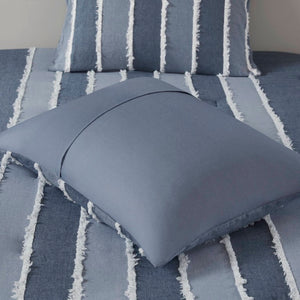 English Elm 3 Piece King Cotton Jacquard Comforter Set Crisp Blue Stripe Hypoallergenic Bedding B035P529040