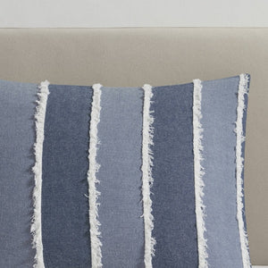 English Elm 3 Piece King Cotton Jacquard Comforter Set Crisp Blue Stripe Hypoallergenic Bedding B035P529040