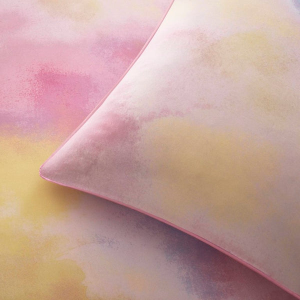 English Elm 4 Piece King Watercolor Tie Dye Microfiber Comforter Set with Faux Fur Throw Pillow Pink B035P529043