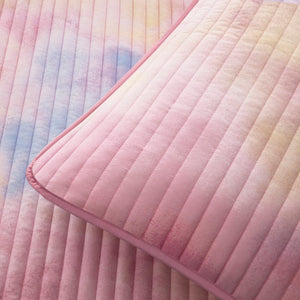 English Elm 4 Piece Bohemian Watercolor Quilt Set Brushed Microfiber Faux Fur Pillow Full Queen Pink B035P529045