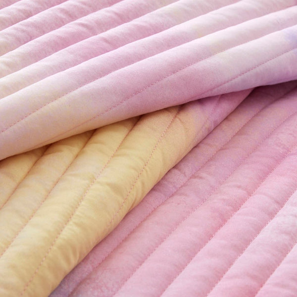 English Elm 4 Piece Bohemian Watercolor Quilt Set Brushed Microfiber Faux Fur Pillow Full Queen Pink B035P529045